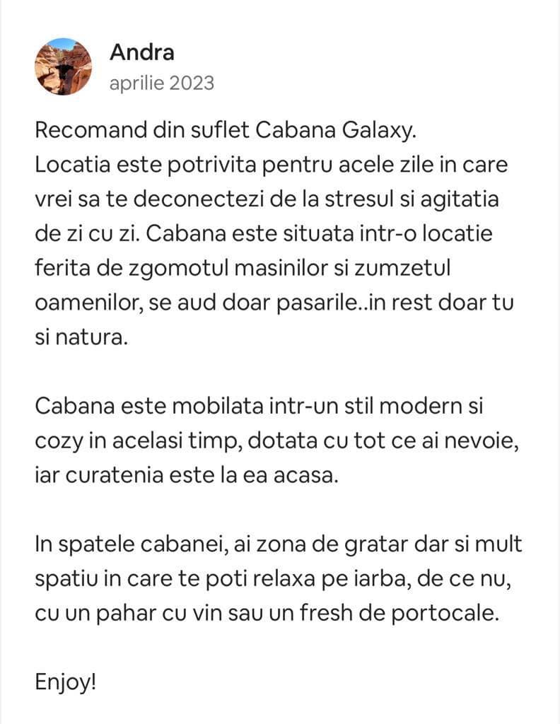 Recenzii cabana galaxy a frame